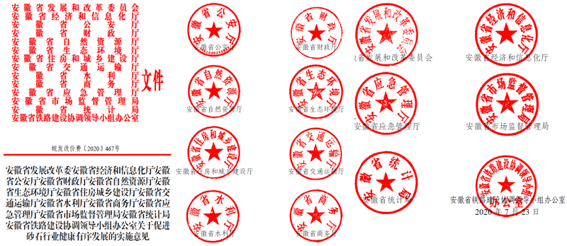 為促進(jìn)機(jī)制砂健康有序發(fā)展，安徽省發(fā)改委發(fā)布了實(shí)施方案文件